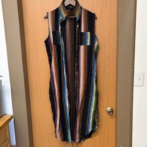 L&B Multicolor Striped Sleeveless Button-Front Muscle Tee